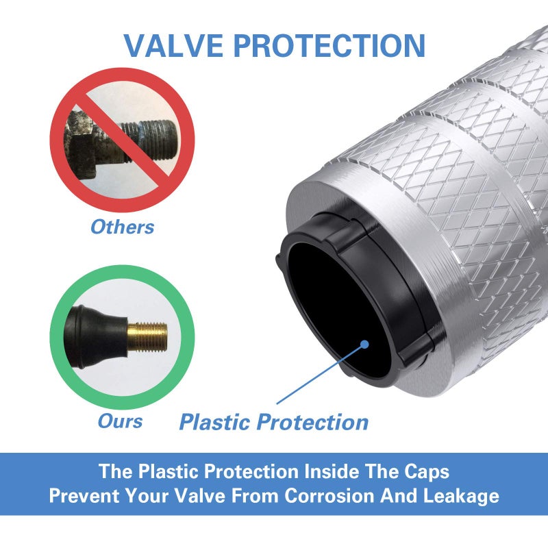 CKAuto أغطية صمامات الإطارات CKAuto، فضي، 4 قطع/عبوة، مجموعة أغطية صمامات الإطارات من الألمنيوم المؤكسد، مقاومة للتآكل، أغطية صمامات عالمية للسيارات والشاحنات والدراجات النارية وسيارات الدفع الرباعي والدراجات الهوائية - Image 3